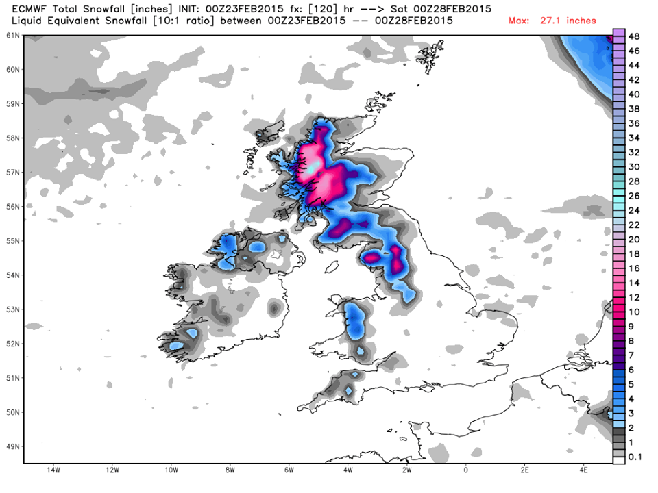 Neuschneemenge für Schottland diese Woche