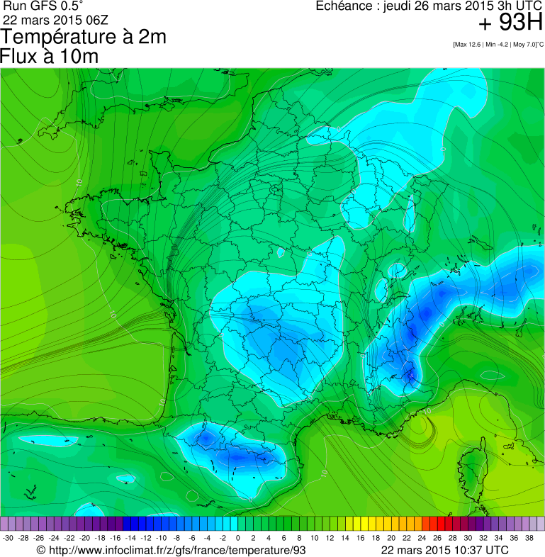 Temperaturvorhersage für Mittwoch