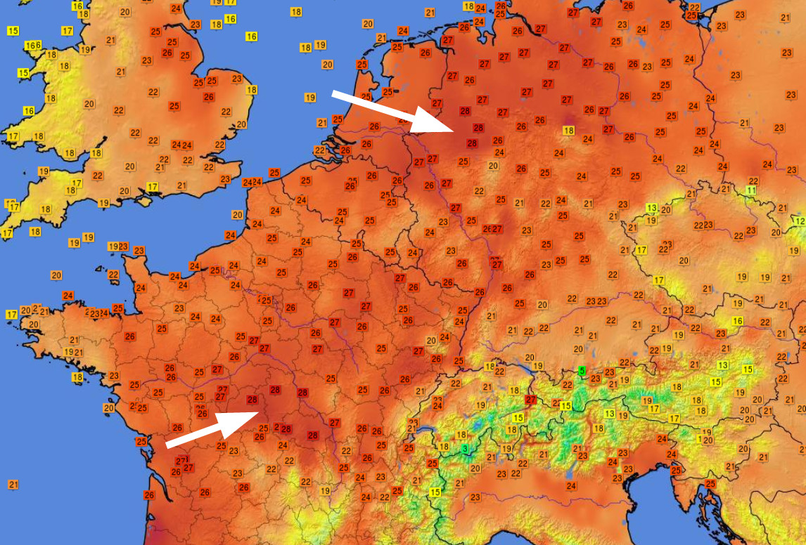 Unwetterpotential Südfrankreich