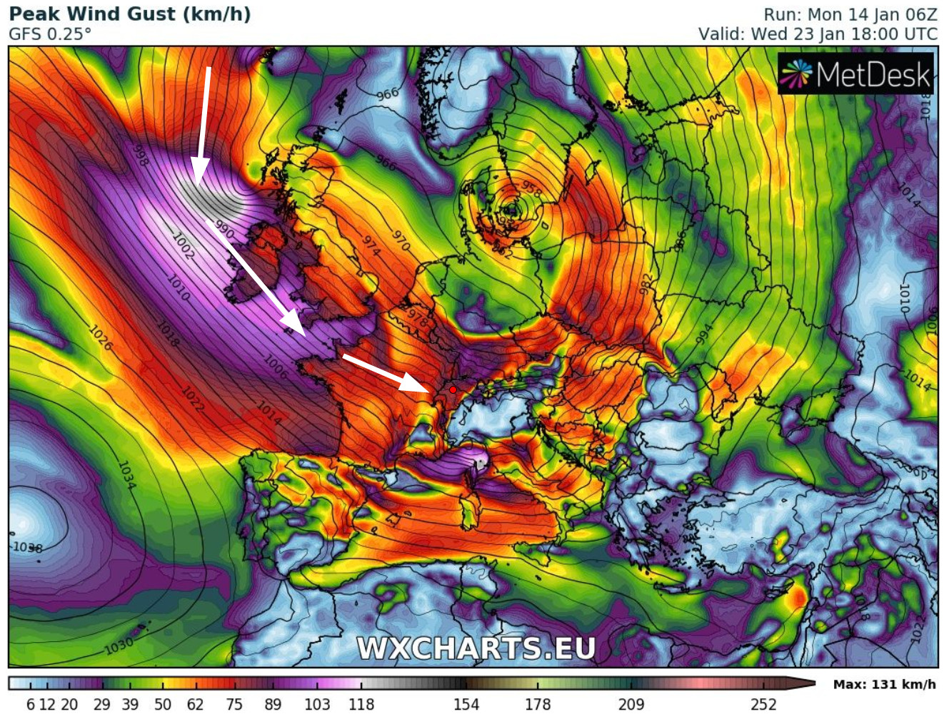 Unwetterpotential Südfrankreich