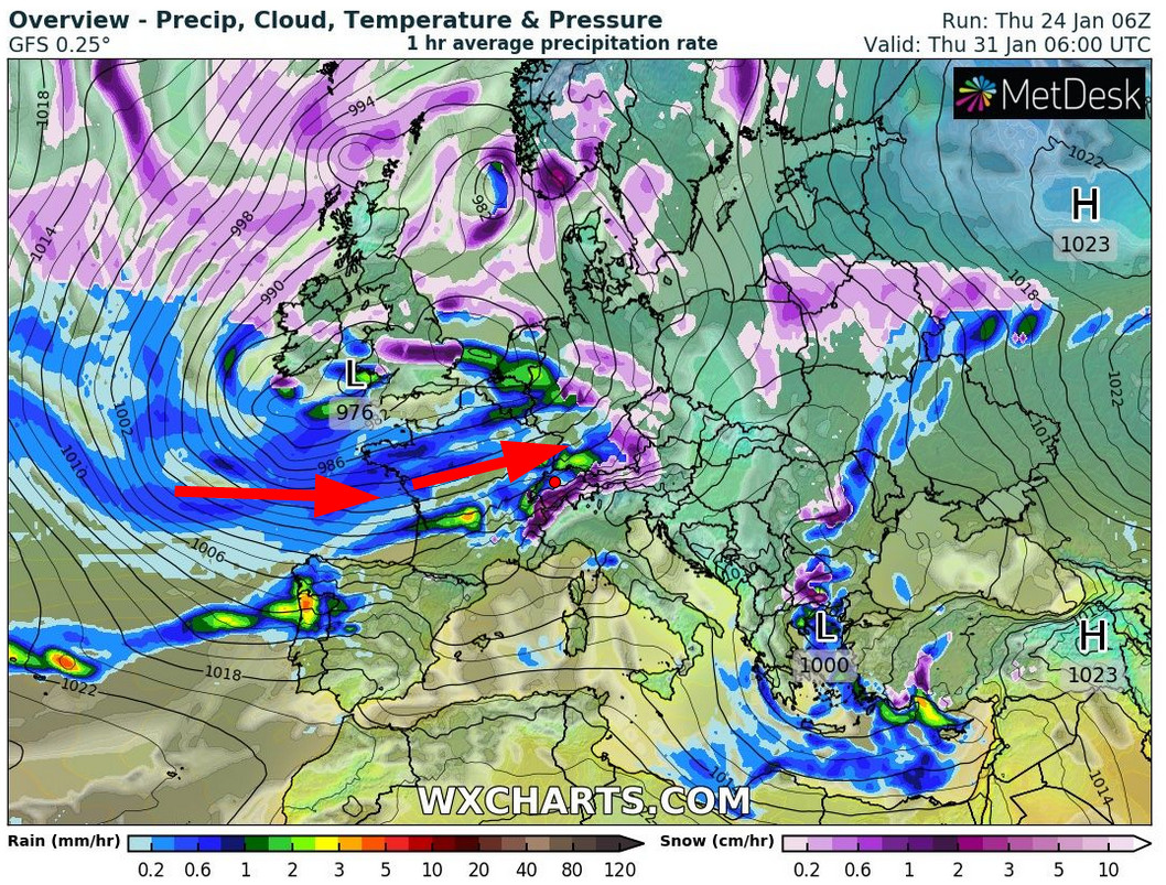 Unwetterpotential Südfrankreich