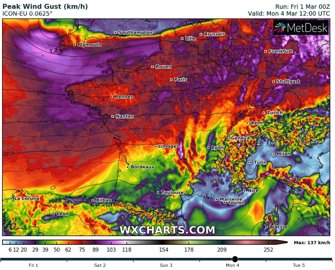 Unwetterpotential Südfrankreich