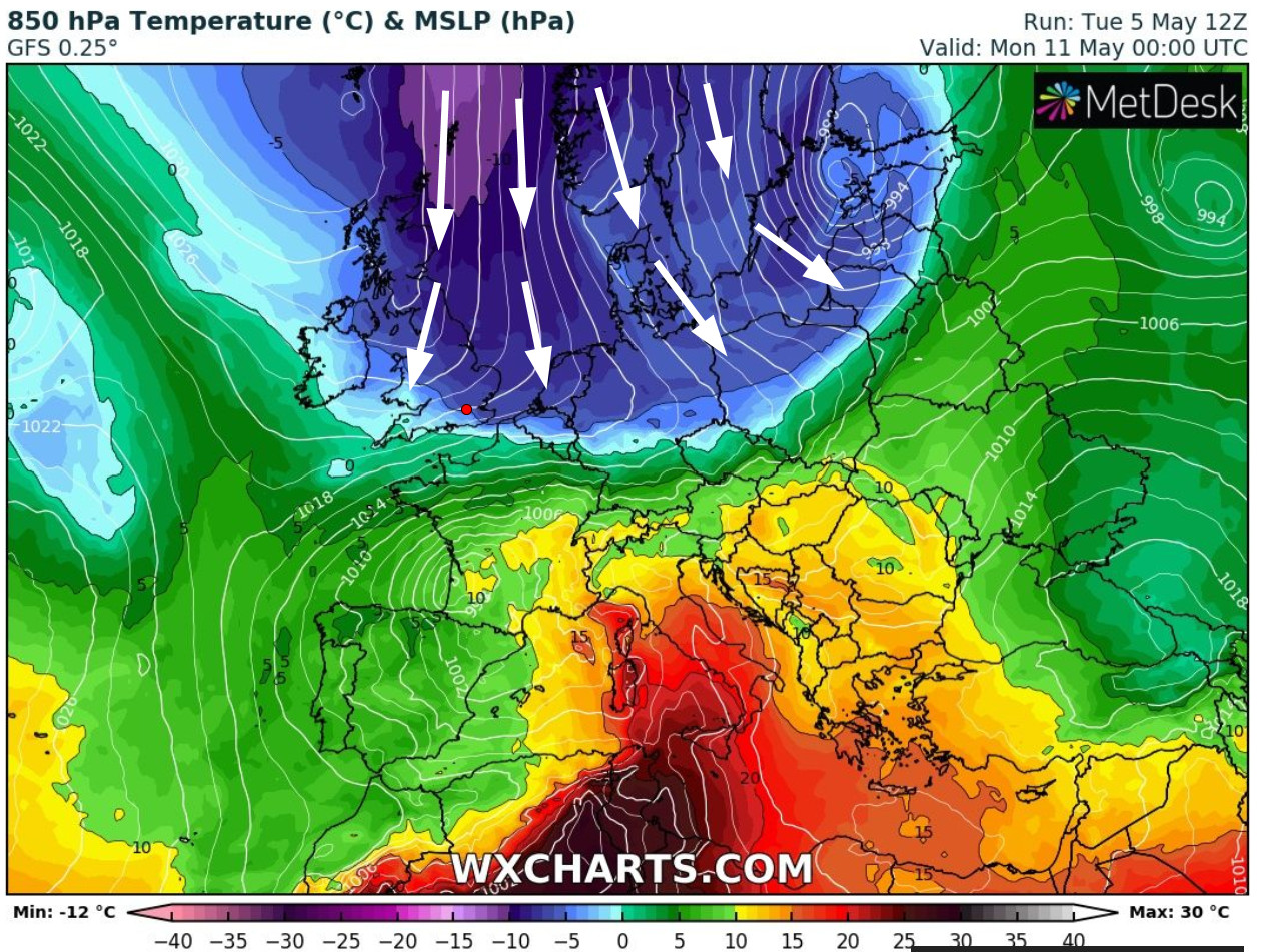 Unwetterpotential Südfrankreich